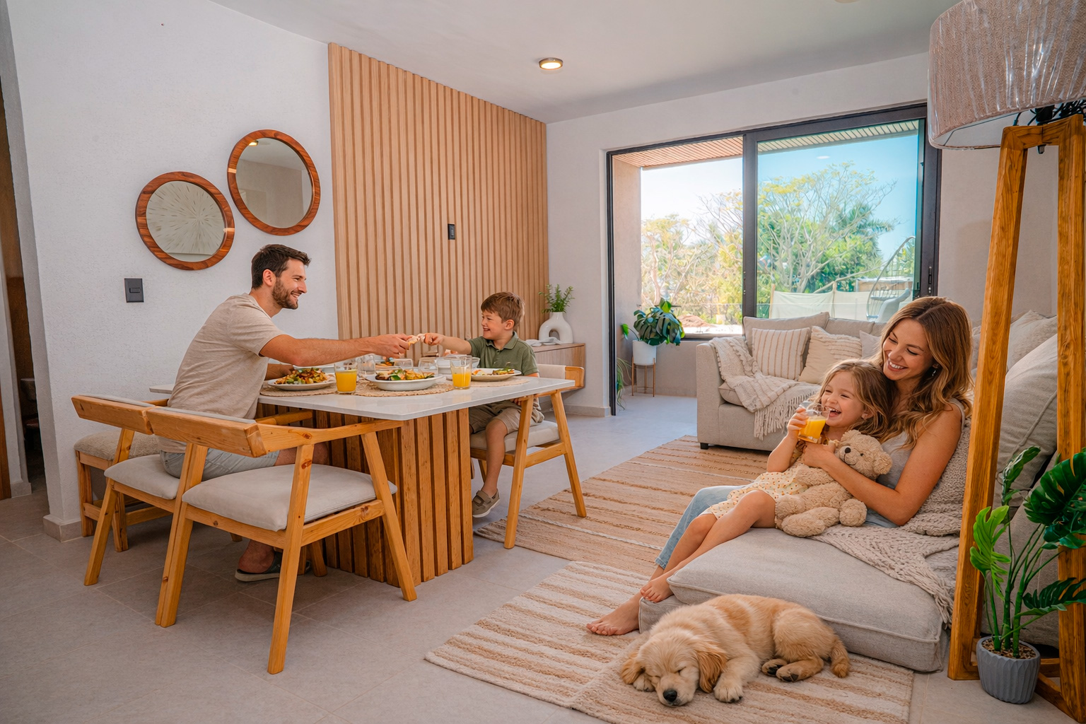 Sala-comedor Modelo Ágata — vida en familia, Alanda Living